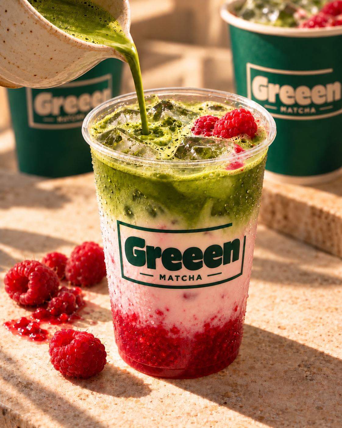 Matcha framboise glacé Greeen Matcha, Paris 2e